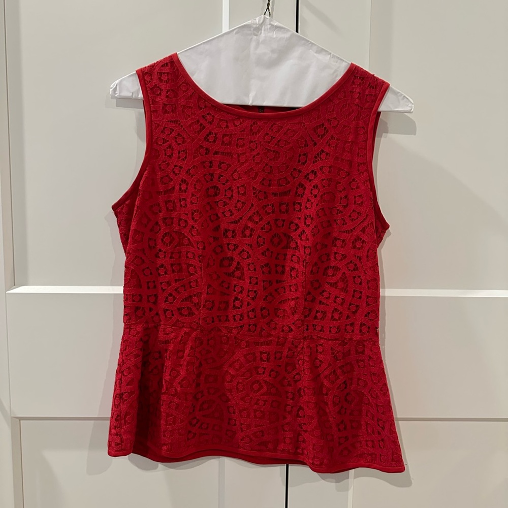 BR Factory Red Lace Peplum Top
